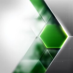 Poster - Modern Abstract Background with Geometric Shapes and Lines in Green, White, and Gray