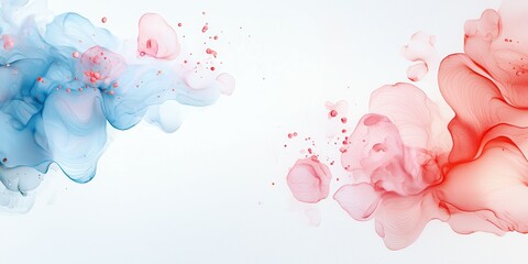Poster - Abstract fluid art pattern in blue and red tones on a light background.
