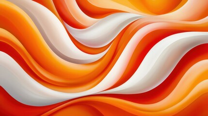 Poster - Vibrant abstract waves in orange, white, and cream hues create a dynamic visual flow.