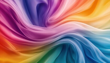 Poster - Vibrant swirling fabric in rainbow hues creating a dreamy, colorful effect.