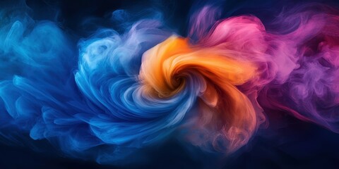Poster - Colorful swirling smoke pattern in vibrant hues of blue, orange, and pink.