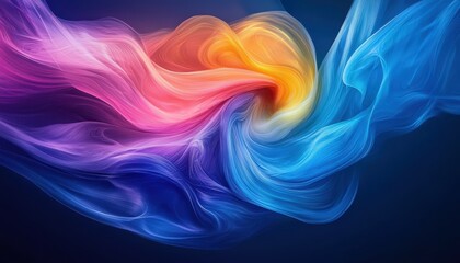 Poster - Colorful abstract swirls of pink, orange, and blue create a fluid, dreamy composition.