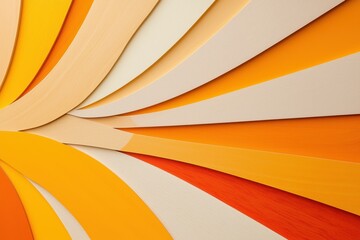 Poster - Vibrant orange and yellow paper waves create a warm and dynamic abstract backdrop.