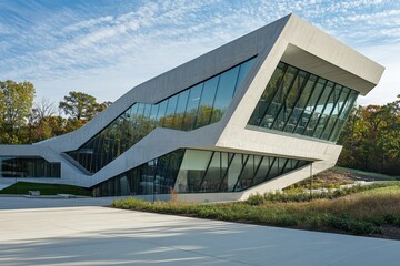 Poster - modern architectural marvel: a dynamic composition showcases a cutting-edge architectural design, fe