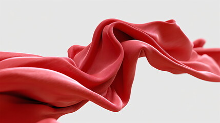 Poster - scarlet fabric in elegant curve, wavy textile texture background for fashion banner, material design