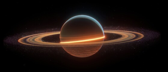 Wall Mural - captivating saturn planet with golden rings in deep space cosmic scene celestial wonder and galactic