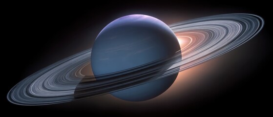 Wall Mural - majestic planet with ethereal rings glowing in the dark vastness of space cosmic wonder celestial sp