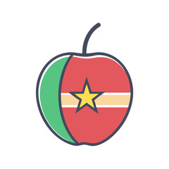 Poster - A Red Apple with a Green Section and a Yellow Star Graphic Design Element