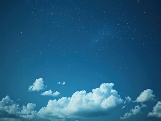 Wall Mural - serene night sky with twinkling stars and soft white clouds creating a peaceful and dreamy atmospher