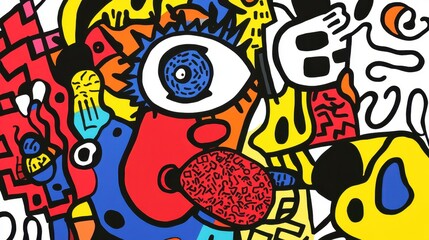 Poster - abstract eye-catching illustration: this illustration features a vibrant and expressive eye, surroun