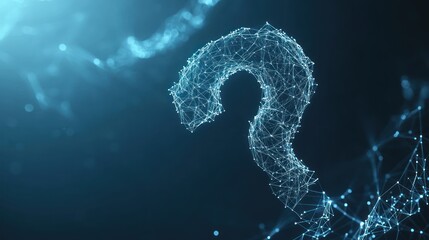 Poster - Connected question mark of nodes, a symbol of uncertainty in the digital world