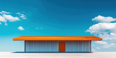 Poster - a modern building with orange roof: the image showcases a modern building with an orange roof and do