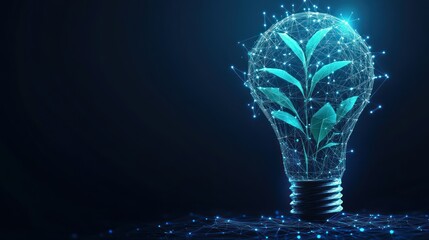 Aufkleber - Digital Illumination: Conceptual Lightbulb with Plant for Sustainable Energy Ideas