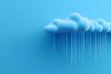 Aufkleber - A minimalist design featuring blue clouds with vertical lines resembling rain against a solid blue background.