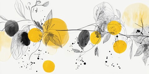 Poster - Artistic Floral Flourish: A harmonious composition of botanical elements, showcasing a delicate interplay of lines, forms, and hues that evokes a sense of tranquility and visual interest.