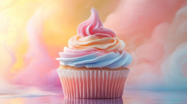 cupcake icon with frosting swirl, pastel colors