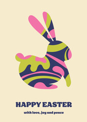 Wall Mural - easter greeting card with bunny in abstract style. modern style background. vector illustration