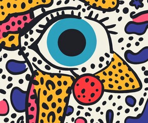 Poster - mystic gaze: a vibrant abstract illustration captures the essence of introspection with an intriguin