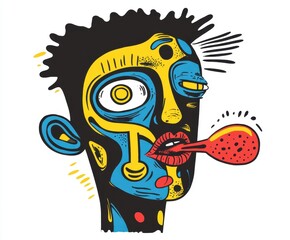Poster - abstract art face: a surreal and expressive artwork showcases a stylized human face with bold colors
