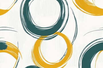 Poster - Abstract Circle Pattern: A minimalist, yet bold abstract pattern of overlapping circles in teal and mustard yellow hues, offering a touch of modern design to any project.