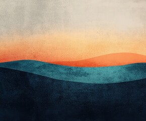 Poster - abstract serenity: a layered abstract landscape painting evokes the tranquility of the natural world