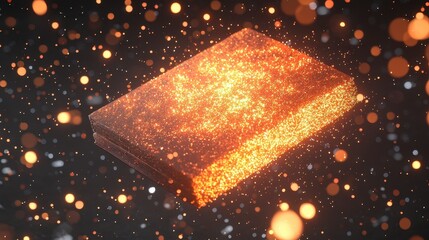 Wall Mural - glowing ember cube in cosmic dust abstract 3d render