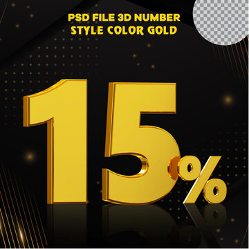 Number 15 percent 3D render collection with color?? golden file eps