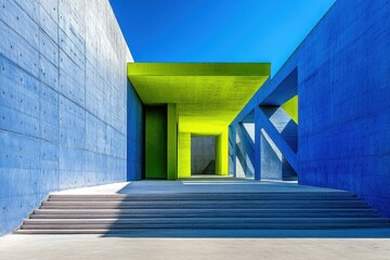 Poster - architectural harmony: a striking modern building with geometric lines. the building exhibits a harm