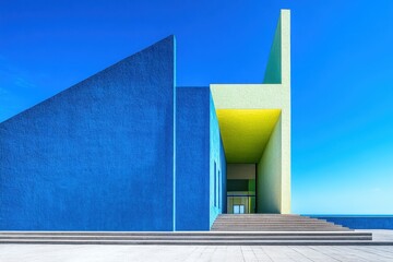 Poster - architectural harmony: a geometric symphony of shapes and vibrant hues forms a striking, contemporar