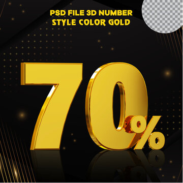 Number 70 percent 3D render collection with color?? golden file eps