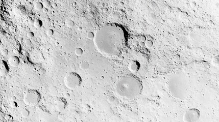 Wall Mural - stark lunar surface with impact craters offering a detailed view of the moon's rugged terrain and gr