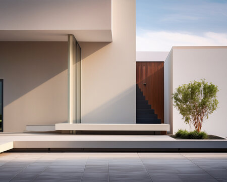 Beautiful and minimalistic architecture background with design elements, neutral hues, and clean lines