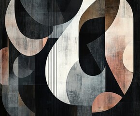 Poster - geometric harmony: a mesmerizing abstract composition of intersecting shapes and forms, creating a v