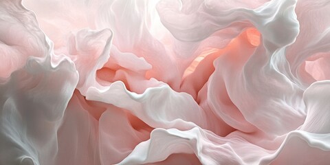 Poster - abstract fabric in pastel hues: a mesmerizing close-up of flowing fabric, rendered in soft pastel sh