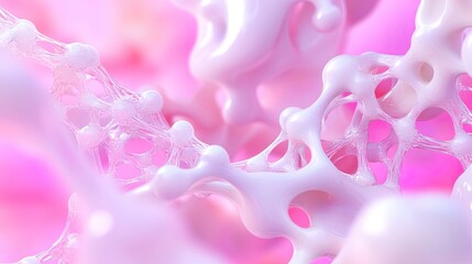 Poster - Abstract Organic Forms with Soft Pink and White Curves and Shapes
