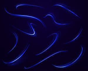 Fototapete - Car road silhouette with light and motion effect. Vector image of colorful light trails with motion blur effect, long time exposure isolated on background.	