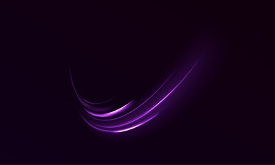 Fototapete - Car road silhouette with light and motion effect. Vector image of colorful light trails with motion blur effect, long time exposure isolated on background.	