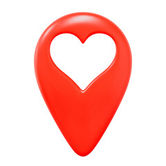 Fototapete - 3D love pin icon red color. Map location pointer with love symbol inside.  Stock vector illustration on isolated background.	