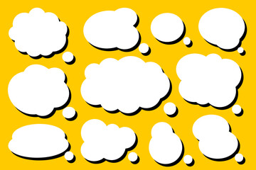 Poster - set of vector speech bubble labels. retro color special offer design elements, chat emblem, black ca