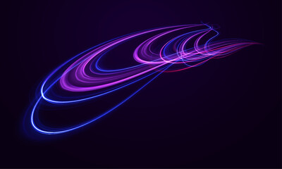 Poster - Speed connection vector background. Vector swirl trail effect. Light trail wave, fire path trace line, car lights, optic fiber and incandescence curve twirl.	