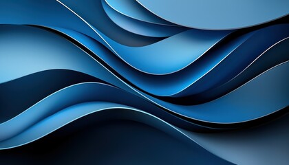 Poster - Abstract waves in varying shades of blue create a dynamic visual flow.