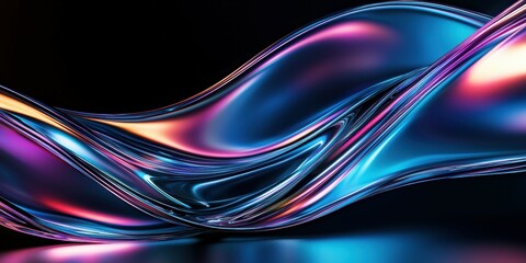 Poster - Abstract flowing shapes in vibrant blue and pink hues create a mesmerizing visual.