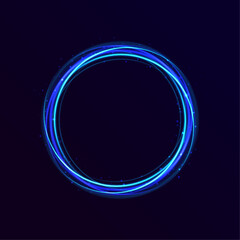 Fototapete - Looping neon circles orbit with glowing trails and transparent overlays. Blurred motion adds a sense of speed and energy. Designed for futuristic digital environments.
