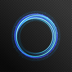 Fototapete - A magic vortex of radiant lines spins in a smooth, glowing motion. Tiny sparks scatter like stars across the path. This light swirl effect suits animation and video design.