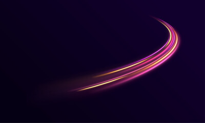 Wall Mural - acceleration speed motion on a neon-lit night road. laser beams and luminous sparkling effects glow 