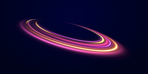 Wall Mural - racing cars flash dynamic lights on city roads at night. long exposure effects show fast neon streak