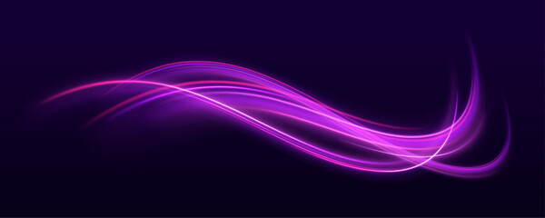 Fototapete - Magic moving fast speed police lines. Laser beams luminous abstract sparkling isolated on a transparent background. Sports light lines with neon effect in hay red and pink. Energy flow tunnel.	