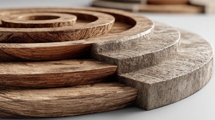 Poster - A pair of wooden bowls representing the calm process of peaceful steps towards harmony and balance in life