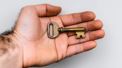 Poster - A hand firmly holding a key with a warm glow representing inner permission to access hidden strength and potential