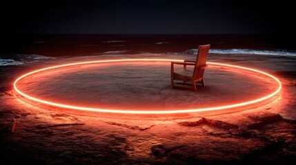 Poster - Single chair centered in a spotlighted circle representing individuality and personal branding in an intimate setting